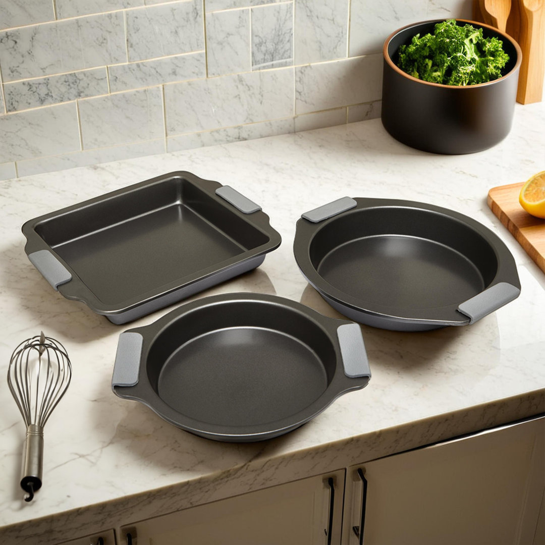 Premier Housewares Round Carbon Steel 3 Piece Baker Bakeware Set
