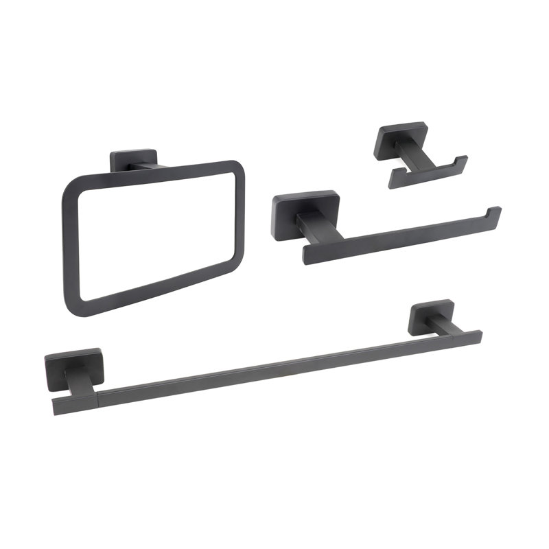 Chicago Series Black Metal 4-Piece Bathroom Hardware Set