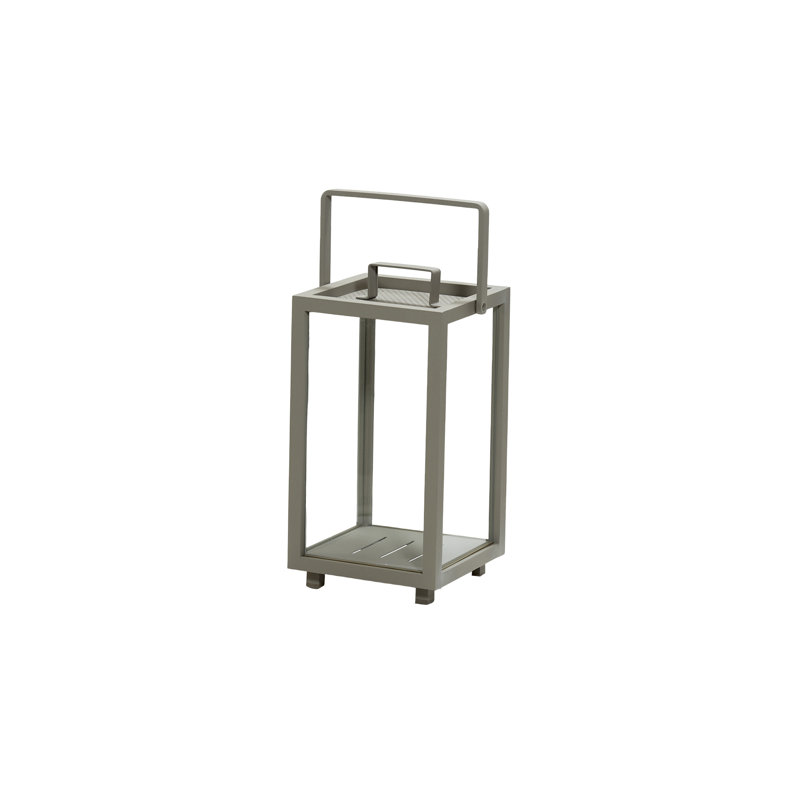 Lighthouse Aluminum/Glass Floor Lantern, Taupe, 16.6" H x 9.1" W x 9.1" D