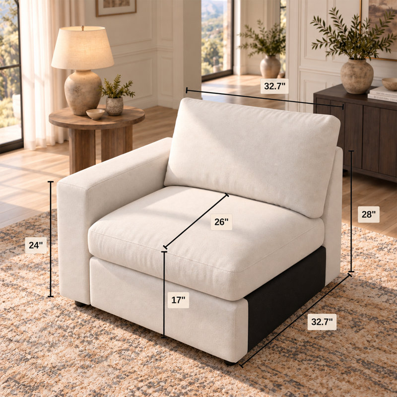 Modern Left-Arm Seat For Modular Sofa