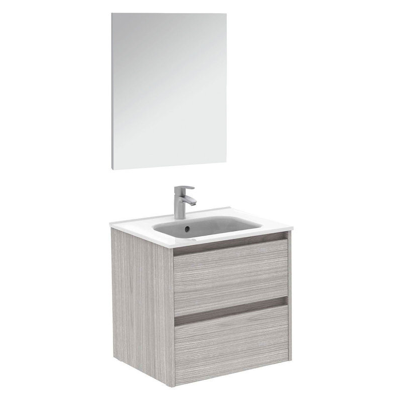 Ensemble de meuble-lavabo mural simple avec miroir l 24 po x P 18 po x H 22 po, Gris sable
