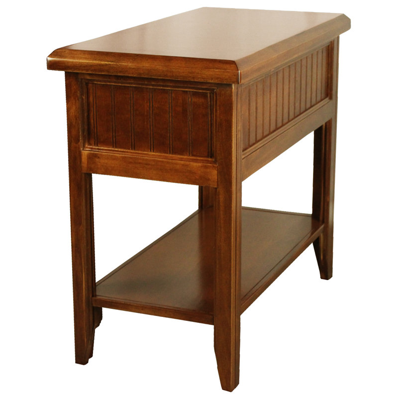 Vesper Solid Wood End Table with Storage, Havana Gold