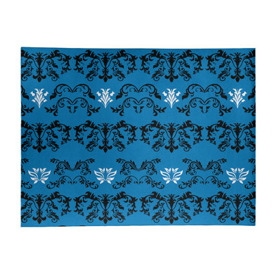 Tapis damassé bleu / noir