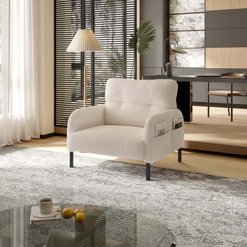 Upholstered Accent Chair, Beige