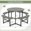 Ensemble de banc de table rond avec 4 bancs et parasol-523281856