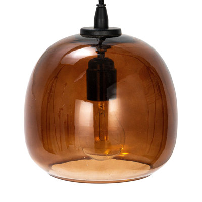 Lampe à suspension ronde en métal et verre avec fil