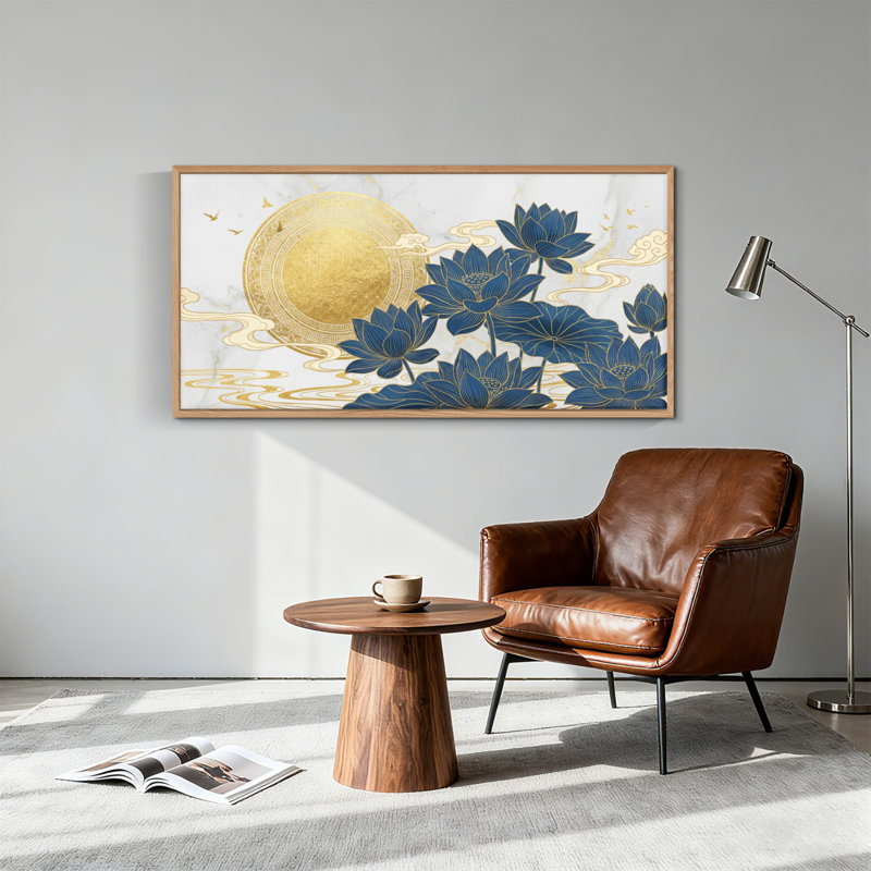 Tableau encadré sur toile « Lotus doré », 122 x 61 cm (48 x 24 pouces), vendu à l'unité, 48 x 24 pouces