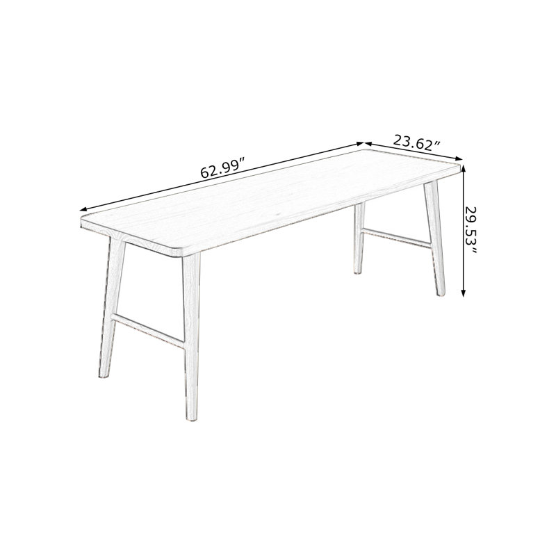 Bureau rectangulaire brun en bois massif, 29.53" H x 62.99" W x 23.62" D
