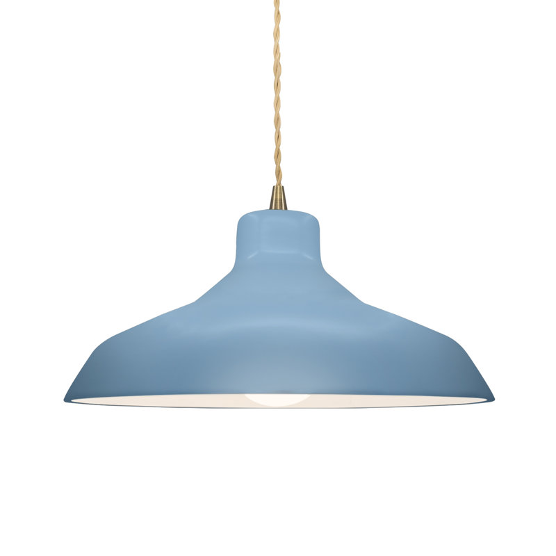 Luminaire suspendu à 1 lumière Aschwin - DEL intégrée, Bleu ciel / beige nickel, Laiton antique