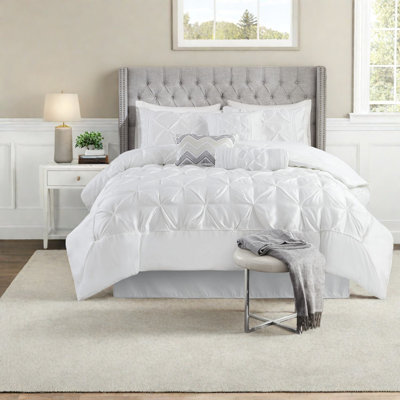 Ensemble de literie pour grand lit élégant, 7 pièces, plissé en polyester pour la maison