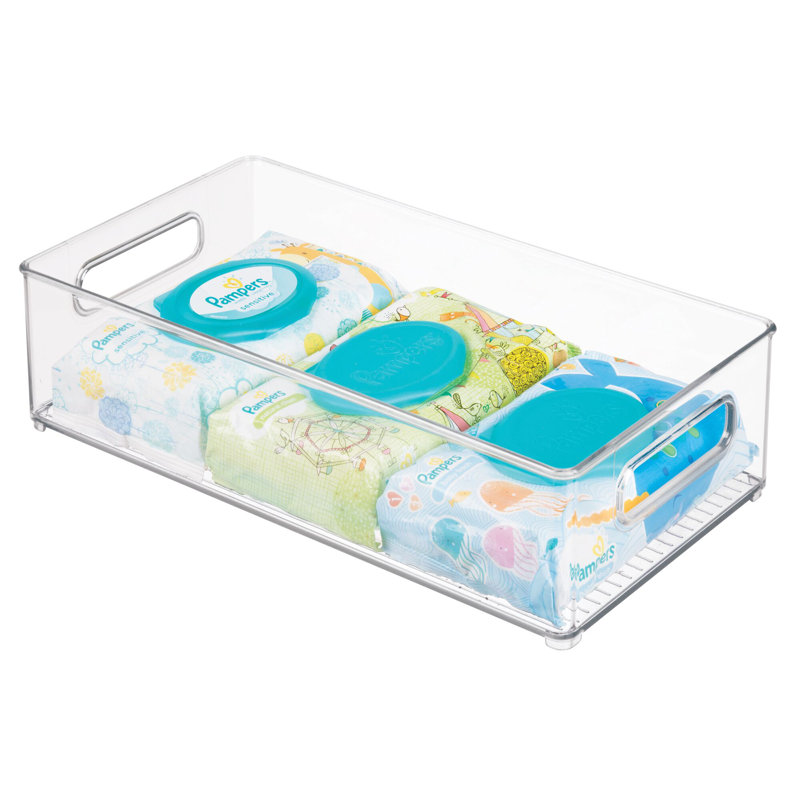 iDesign Linus BPA-Free Plastic Stackable Deep Organizer Bin with Handles - 14.6" x 8" x 4", Clear
