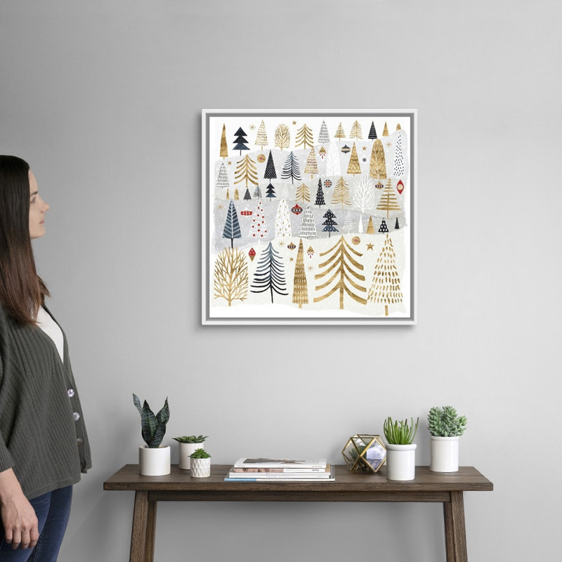 «Christmas Chalet III» par Victoria Borges - reproduction d'art sur toile, H 26 po x l 26 po x P 1,75 po, Cadre blanc