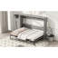 Lit double gris pliable à l'armoire, cadre solide pour la durabilité, matelas à lattes de bois, assemblage facile - et rapide, sans sommier, conception simple qui réduit l'espace, pin