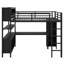 Lit mezzanine en métal avec garde-robe et bureau en L, cubes de rangement et tablettes-3990130