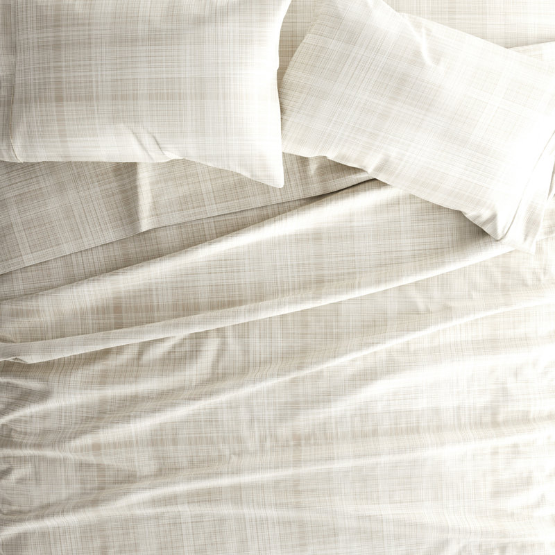 Ray Thatch Pattern Microfiber Queen Sheet Set in Light Beige