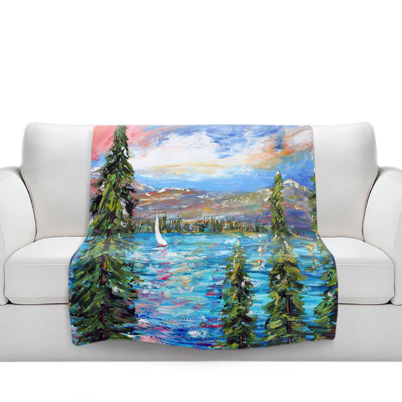 Couverture sherpa doux coucher de soleil lake tahoe, l 68 po x L 80 po