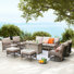 Breelyn 9 - Person Outdoor Wicker Patio Set with Fire Pit Table & Swivel Chairs