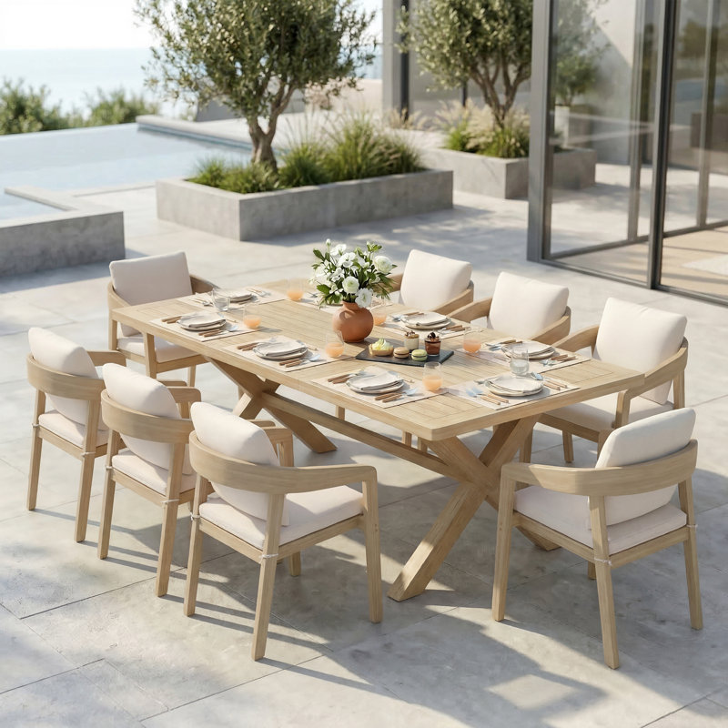 Ensemble repas d'extérieur avec coussins, 8