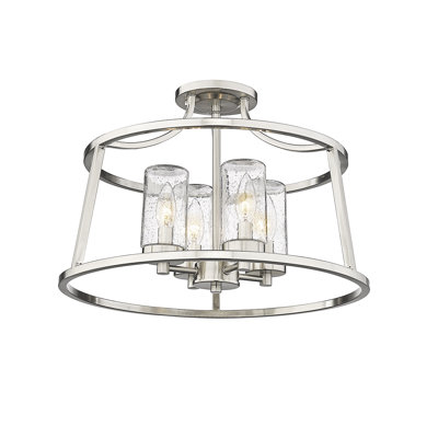 Plafonnier semi-encastré 4 lumières Errol Nickel brossé