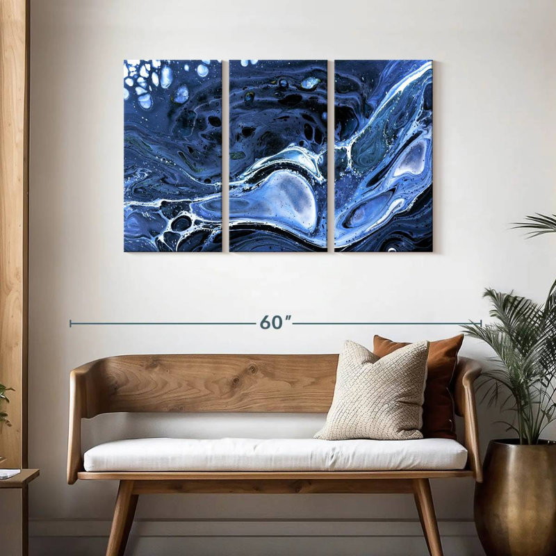 Avery Dark Blue Abstract, 28" H x 45" W