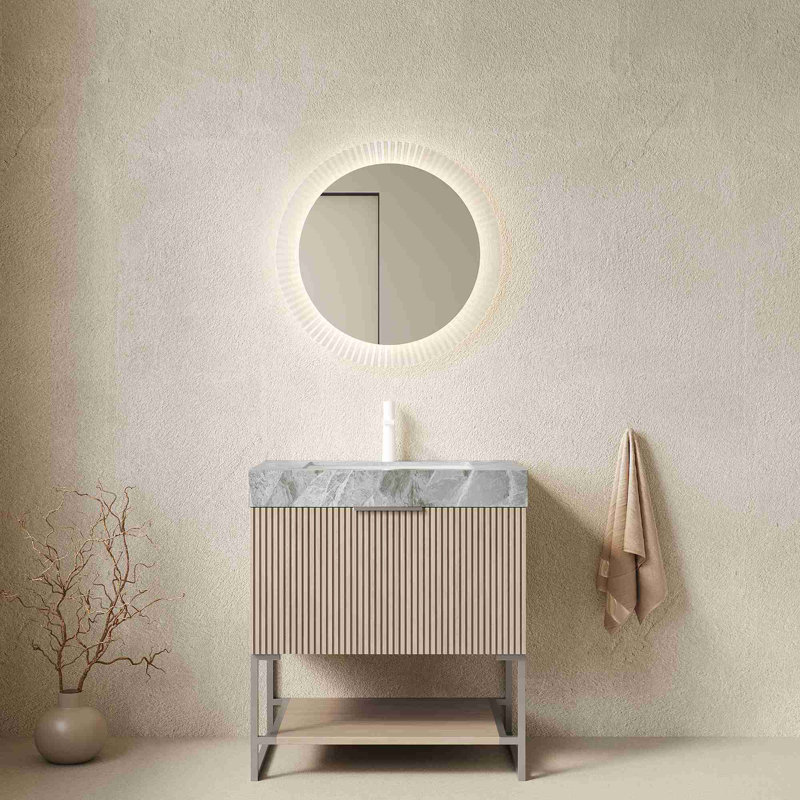 Meuble-lavabo de salle de bain en pierre frittée