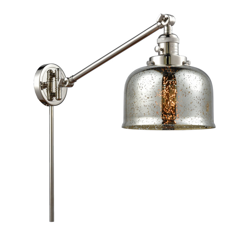 Bras pivotant à 1 lumière à intensité variable Talton, Ampoule DEL rétro de 3,5 watts, Nickel poli, Argent mercuré plaqué