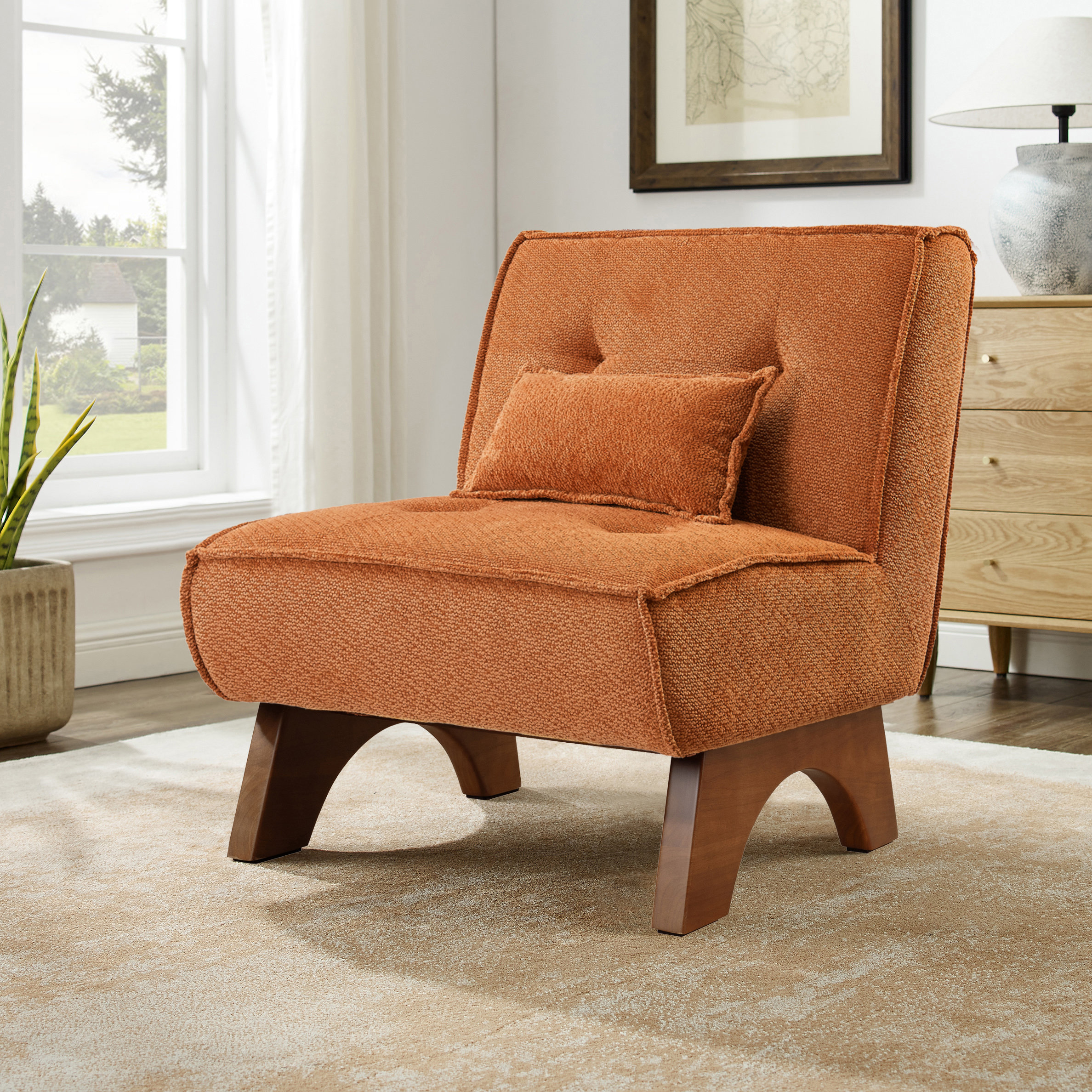 George Oliver Drayk 29.5'' W Upholstered Accent Lounge Chair with Pillow & Reviews | Wayfair