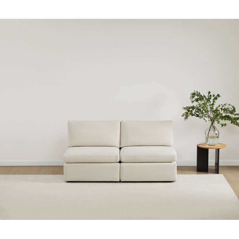 Winfree 68'' Upholstered Modular Armless Sofa, Beige