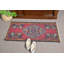 Tapis bohémien vintage rétro tissé à la main avec un superbe motif géométrique rouge pour les entrées