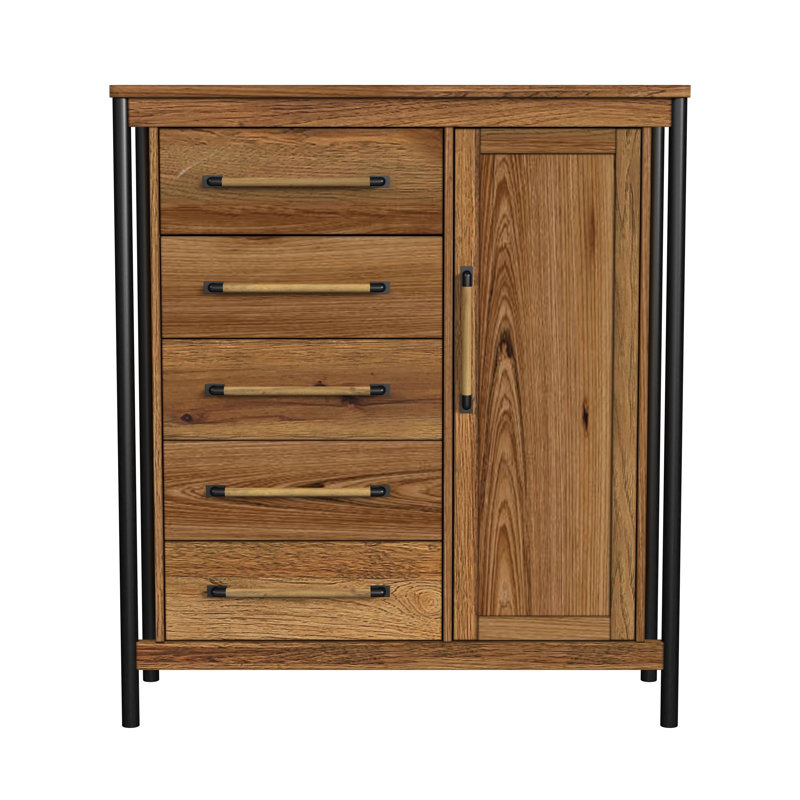 Commode 5 tiroirs en hévéa Magee