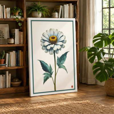 White Daisy Study Botanical - Wrapped Canvas
