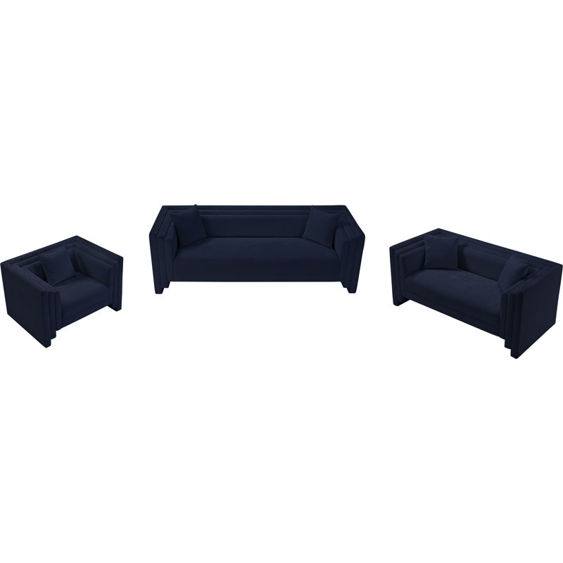 Jalice Chenille Fabric Loveseat, Tissu chenille bleu marine