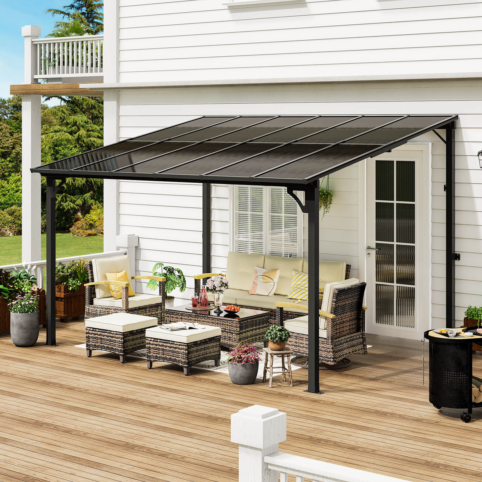 MEISSALIVVE Gazebo, Wall Mounted Gazebo, Lean To Metal Awnings Gazebos ...