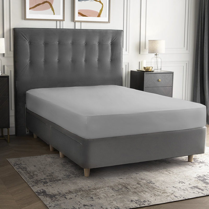 Silentnight Pure Cotton Fitted Sheet, Double (4'6), Charcoal