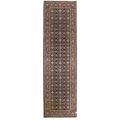 Hand-Knotted High-Quality Black and Wine Runner