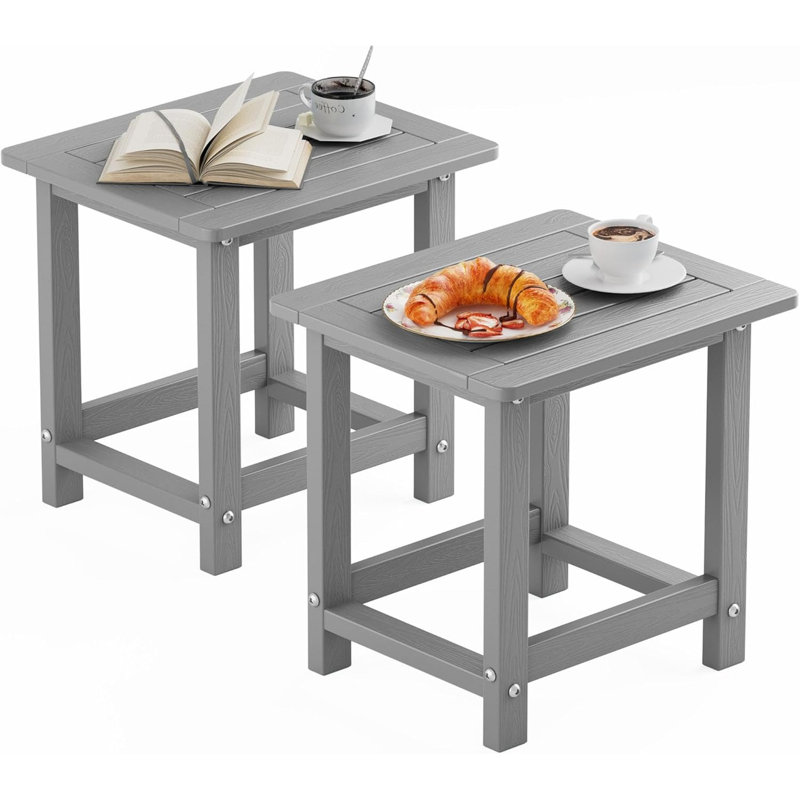 Ensemble de 2 tables d'appoint Adirondack, table de bout carrée 16 po résistante aux intempéries pour patio, piscine, porche et arrière-cour, pour l'intérieur et l'extérieur