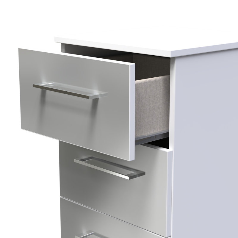 Talhaa 4 Drawer Bedside Cabinet (Ready Assembled), Uniform Grey/White