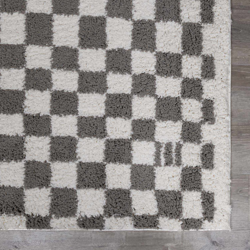 Tapis gris à poils longs moderne Udine, Rectangle 7 pi 11 po x 10 pi