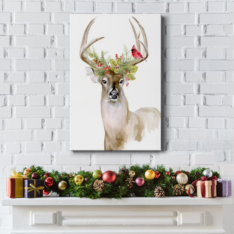 «Holiday Deer I» sur toile, H 60 po x l 40 po x P 1,5 po