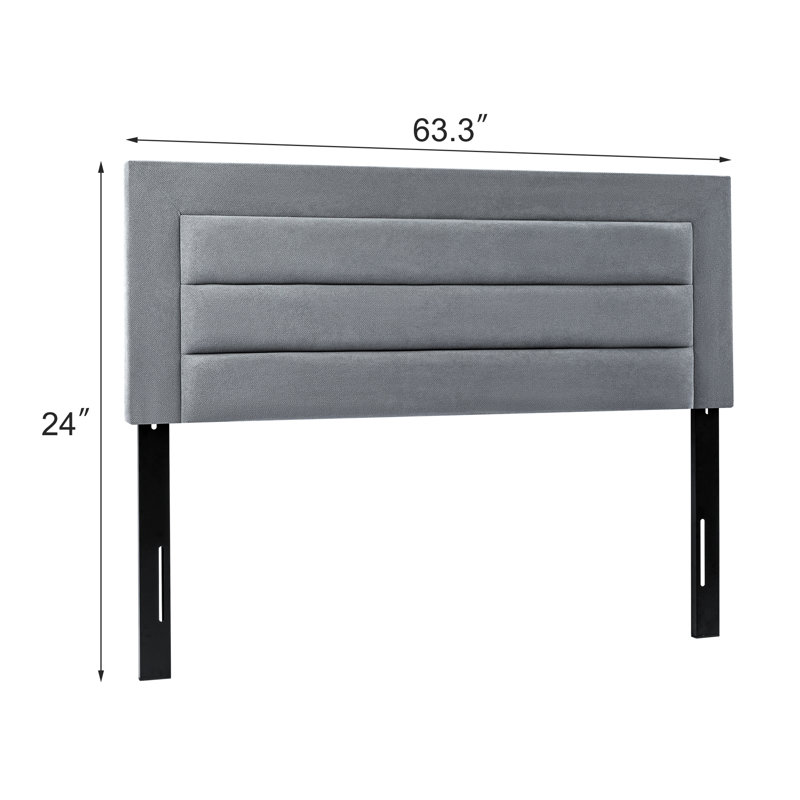 Tête de lit 64 po avec hauteur réglable, gris