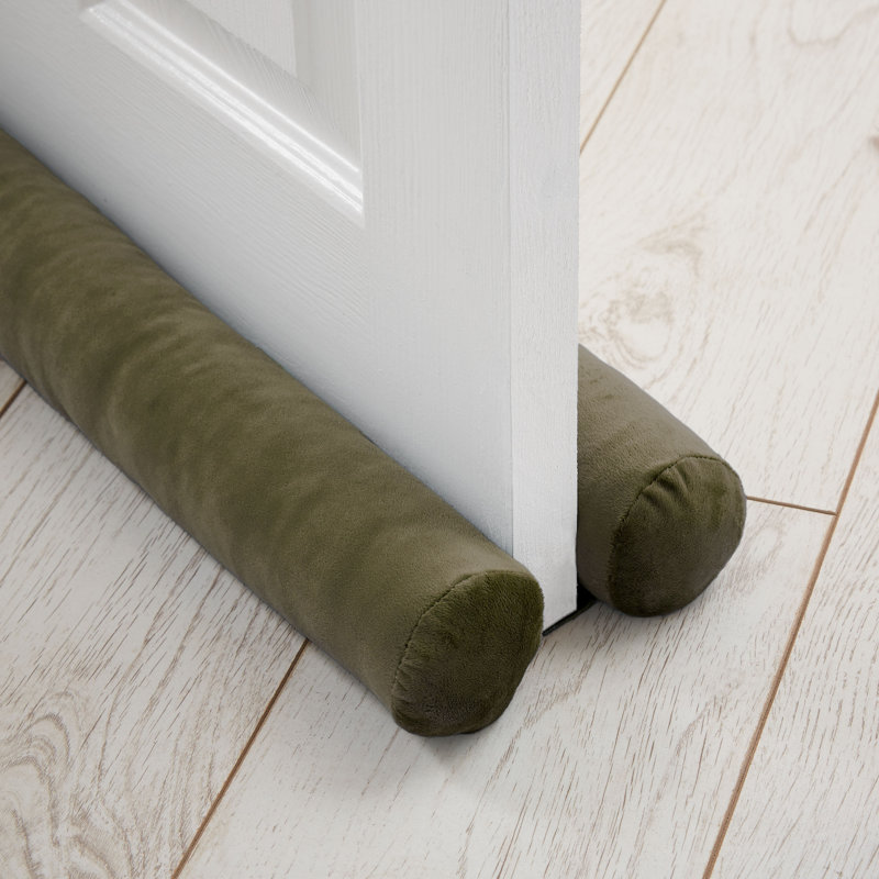 Kingsley Matt Velvet Double Sided Under Door Draught Excluder, Olive Green