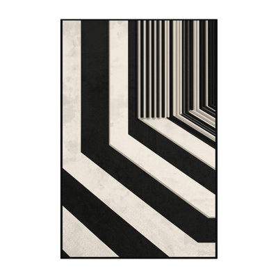 Machine Washable Roslindale Classic Striped Rug in Gray – Black Binding