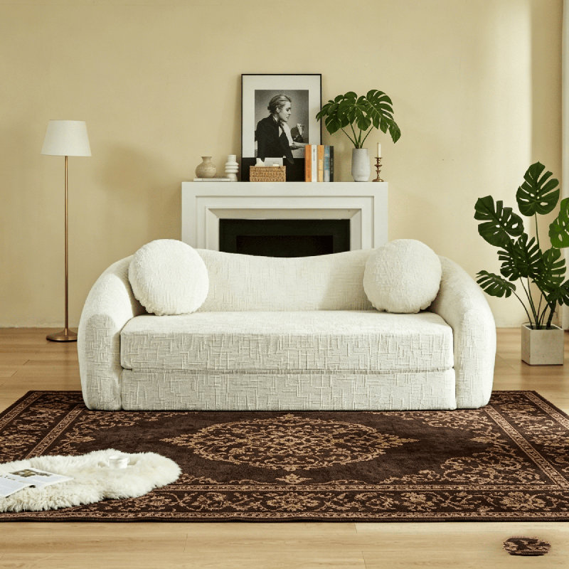 Canapé-lit inclinable incurvé 86 po - Chenille, mousse moulée par compression, CSN-W3505P452816 Beige