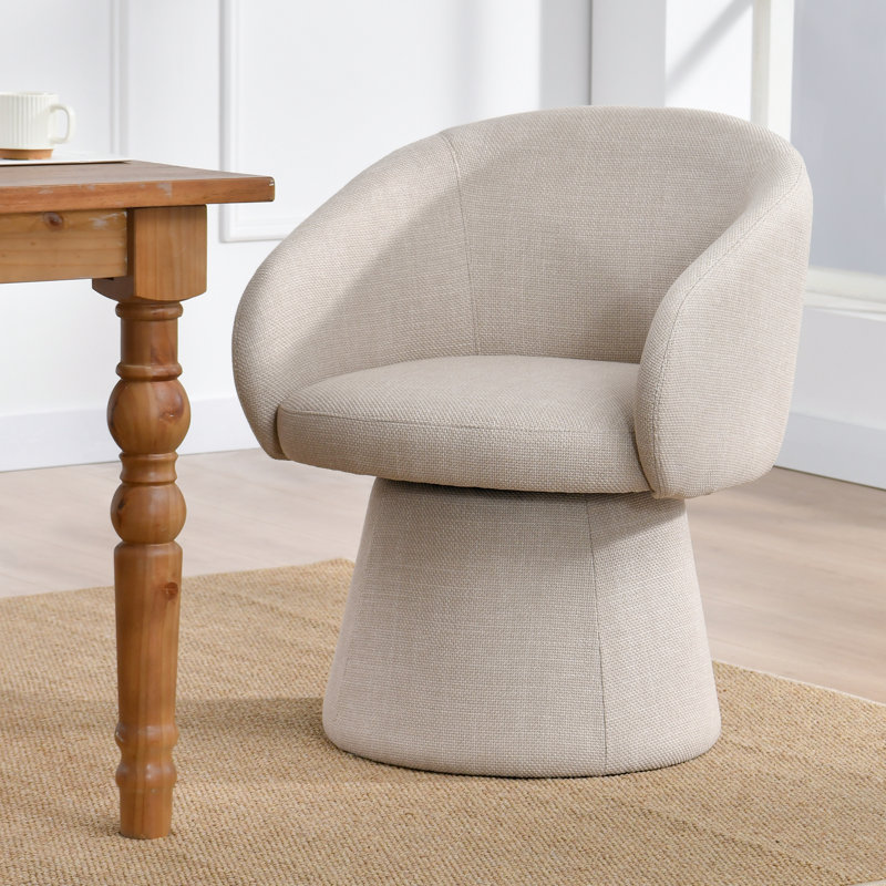 Linen Upholstered Barrel Dining Chair