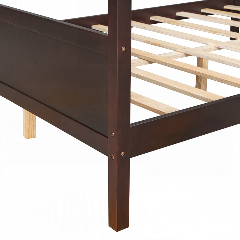 Lit à baldaquin en bois moderne avec tête de lit intégrée élégante et rangement sous le lit pour une utilisation efficace de l'espace