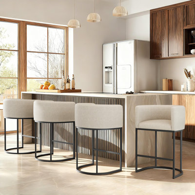 Upholstered Counter Stool with Metal Frame