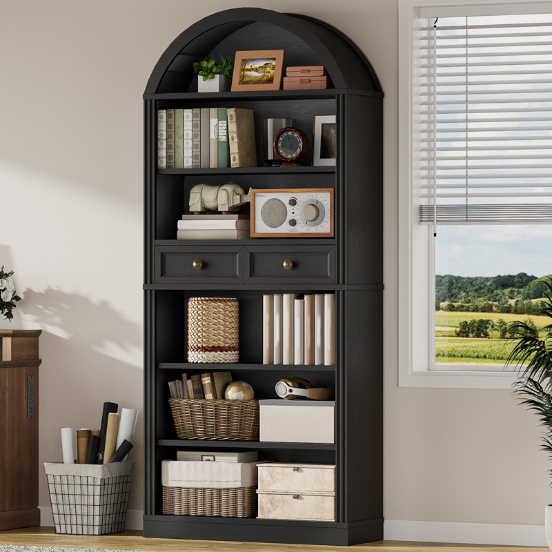 Bibliothèque Arch, 73" H x 31.5" W x 11.8" D, Noir