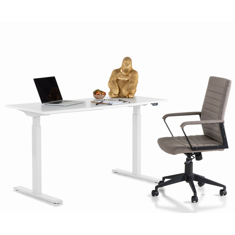 Desk Office Smart, White, White, 120cm H x 140cm W x 70cm D