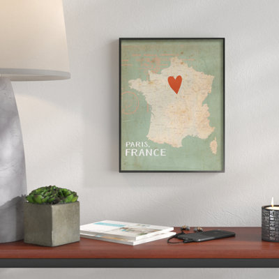 «My Heart is In Paris Map» par Katie Doucette, reproduction d'art graphique sur toile
