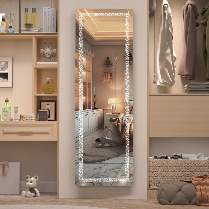 Miroir pleine grandeur moderne et contemporain, Blanc, 56 po x 16 po